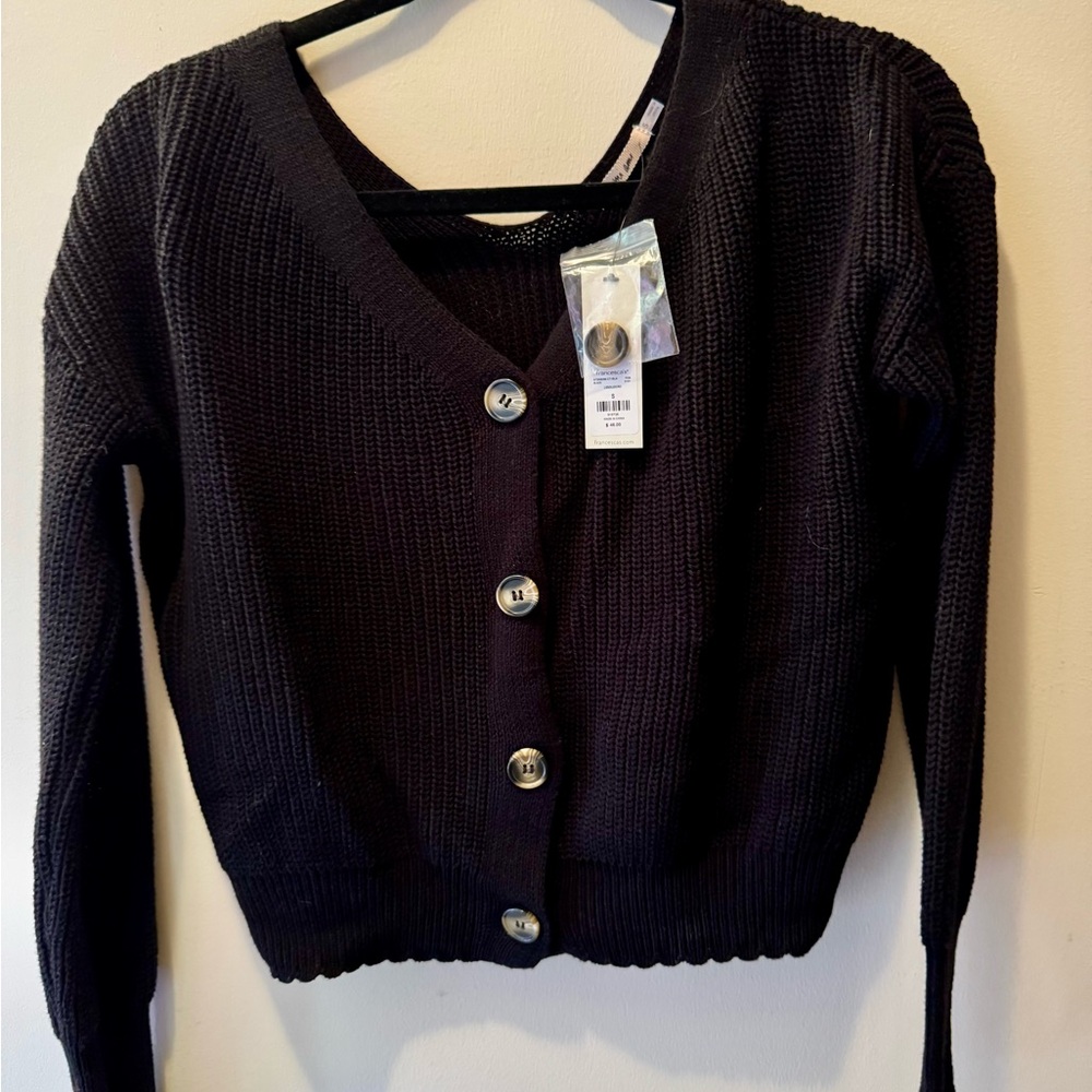 Black Button-Up Women's Sweater